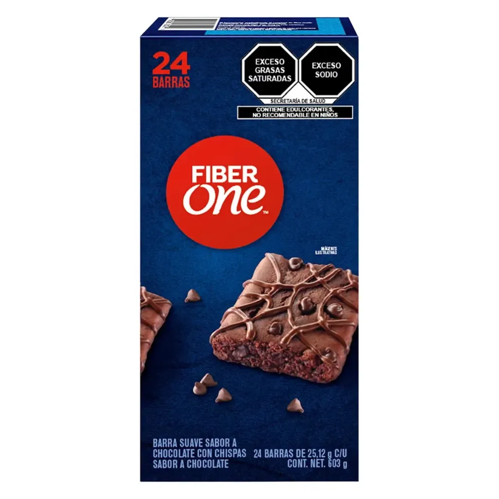 Fiber One Barras Suave Estilo Brownie con Chispas de Chocolate 24 pzas de 25 g